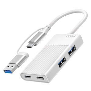 코시 4포트 5Gbps 고속 멀티허브 USB 3.2 A / C타입, 화이트, 1개