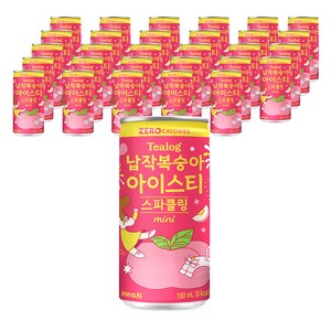 티로그 미니 스파클링 납작 복숭아 아이스티, 190ml, 30개