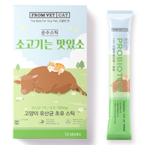 프롬벳 고양이 소고기는 맛있소 순수스틱 영양제, 장건강/유산균, 144g, 1개