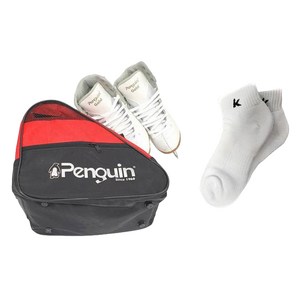 펭귄 피겨 빙상용 스케이트 F600-GOLD + 스포츠 양말 세트, 화이트, 210