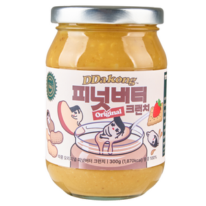 따콩 오리지널 100% 피넛버터 크런치 잼, 300g, 1개