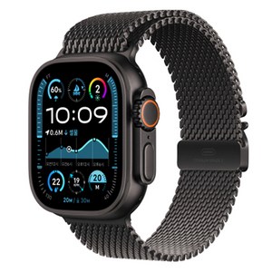 Apple 정품 2024 애플워치 Ultra 2 티타늄 밀레니즈 루프, 49mm, GPS+Cellular, 블랙 / 블랙, Medium