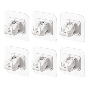 리얼피키 벽면접착식 무타공 스프링 커튼봉 다용도 홀더 스티커, 화이트, 6개