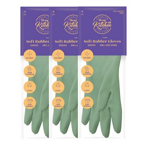 오마이키친 라텍스 소프트 팔목 고무장갑 양손 세트, 파스텔민트, 소(S), 3개