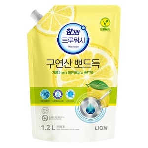 [비건라이프] 참그린 트루워시 구연산 뽀드득 주방세제 레몬향 리필, 1.2L, 1개