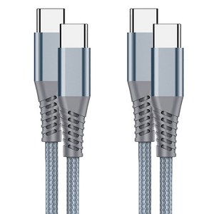 클로버나인 클로프 C타입 to C타입 PD 초고속 충전 케이블 100W, 그레이, 2개, 1m