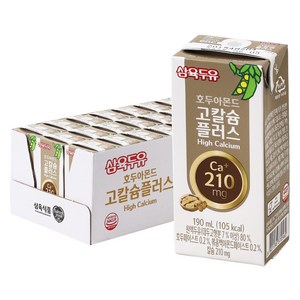 삼육두유 호두아몬드 고칼슘 플러스 두유, 24개, 190ml