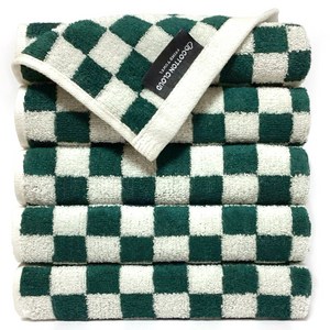 코튼클라우드 체커보드 투웨이 타올 150g 40수 면사, 그린 + 화이트, 5개