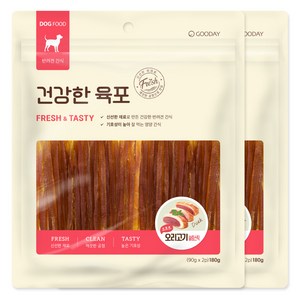 굿데이 강아지 건강한육포 소프트 슬림스틱 간식, 오리고기, 180g, 2개