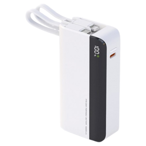 엑티몬 PD 20W 고속충전 분리형 듀얼 케이블 잔량표시 미니 보조배터리 10000mAh C타입 / 애플8핀, MON-PD20-MINI10000, 화이트