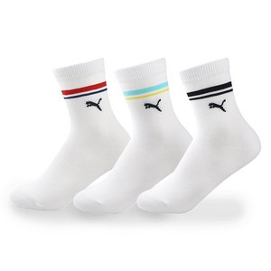 푸마 아동용 중목양말 3족 세트 PU-K03, 레드, 민트, 블랙, 1세트