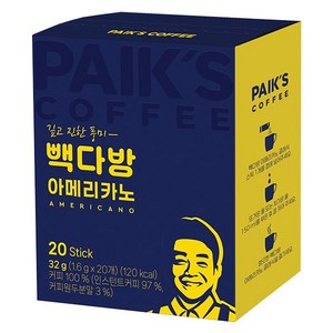 빽다방 아메리카노 스틱커피, 1.6g, 1개, 20개입