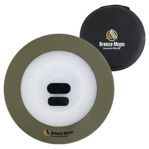 브리즈문 레인보우 3500mAh 대용량 캠핑 LED 릴 랜턴 10m + EVA 케이스 세트, 올리브 그린, 1세트