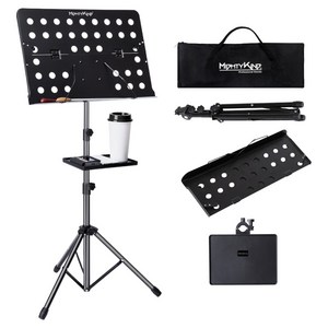 마이티킹 반으로 접히는 보면대 + 트레이 세트 MUS75T, 블랙, 1세트