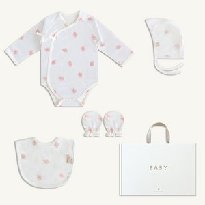 베이비앤아이 신생아용 여름 출산선물 배냇슈트 + 모자 + 턱받이 + 손싸개 세트