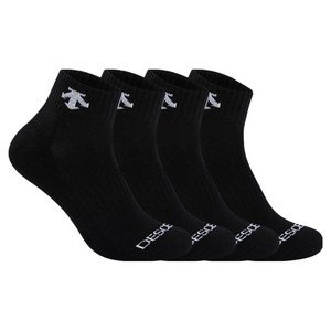 데상트 남성용 스포츠 파일 발등로고 발목양말, 블랙, 4개