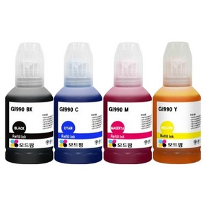 모드팜 캐논 대용량 PIXMA G3910 / G3900 / G2910 프린터 복합기용 호환잉크 4종 세트 GI-990, 검정, 노랑, 빨강, 파랑, 1세트