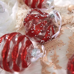 아웃팅 크리스마스 트리 오너먼트 라인 투명볼 9종 세트, 레드, 1세트