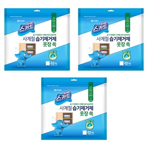 스카트 사계절 습기제거제 옷장 쏙 본품 12p, 360g, 3개