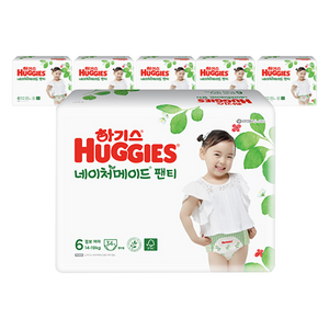 2021 신형 하기스 네이처메이드 팬티형 기저귀 여아용 점보형 6단계(14~19kg), 204매