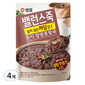 샘표 밸런스죽 동지 찹쌀통팥죽, 420g, 4개