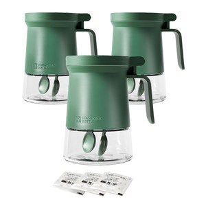 건파더 습기방지 양념통 세트 그린, 350ml(2P) + 스푼 2p + 습기제거제 1p, 3세트