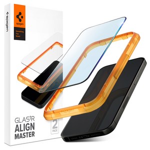 슈피겐 얼라인마스터 풀커버 강화유리 휴대폰 액정보호필름 블랙 2p + 이지 트레이 세트 AGL05216, 1세트