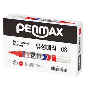 펜맥스 롱유성매직 108 12p, 적색, 12개