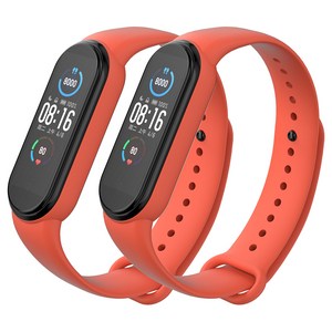 누아트 샤오미 미밴드 5/6/7 실리콘 밴드 스트랩 2개입, 코랄