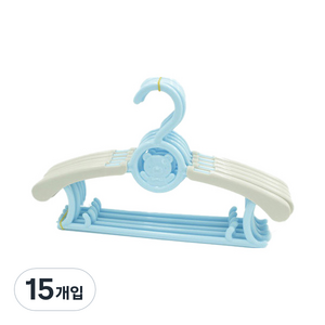 글로벌티엔티 유아용 사이즈 조절 옷걸이, 블루, 15개입