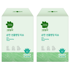 그린핑거 순한 선클렌징 티슈, 30매입, 2개