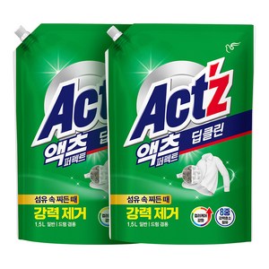 액츠 퍼펙트 딥클린 액상세제 리필, 1.5L, 2개