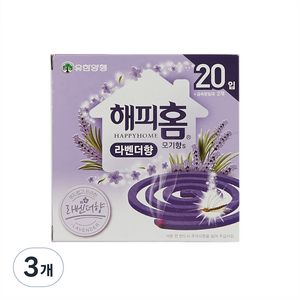 해피홈 모기향에스 라벤더향 20p, 260g, 3개