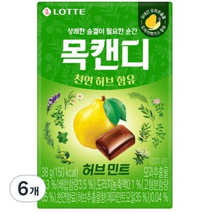 목캔디 롯데제과 허브민트, 38g, 6개