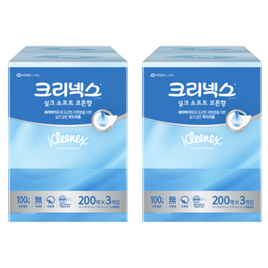 크리넥스 실크소프트 갑티슈 2겹 코튼향, 200매, 6개