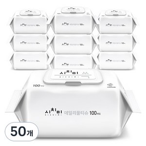 시치미 쓱 데일리 물티슈 캡형, 50개, 100매, 50g