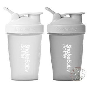 쉐이크베이비 보틀 쉐이커 2종 세트, 화이트 + 그레이, 600ml, 2개