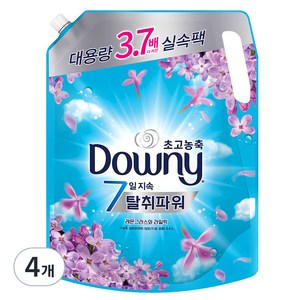 다우니 초고농축 7일지속 탈취파워 섬유유연제 레몬그라스와 라일락 리필, 2.6L, 4개