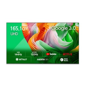 더함 4K UHD UHD 144Hz 돌비 AI 구글 3.0 게이밍 스마트 TV, 165cm(65인치), UA651UHD M8X CHIQ CINEMA144 2024, 벽걸이형, 방문설치