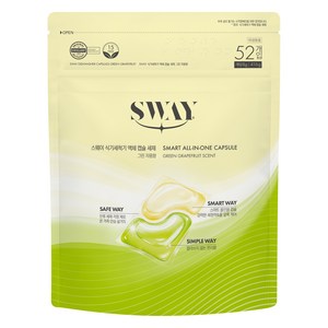 스웨이 식기세척기세제 액체캡슐 그린자몽향 52p, 1개, 416g