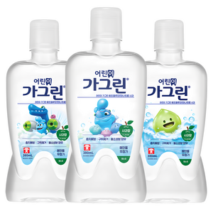 가그린 어린이용 구강세정제 사과향, 380ml, 3개