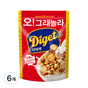 마켓오네이처 오 그래놀라 다이제 시리얼, 300g, 6개