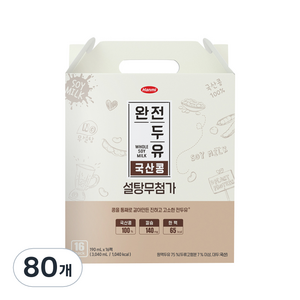 전두유 완전두유 국산콩 설탕무첨가, 190ml, 80개