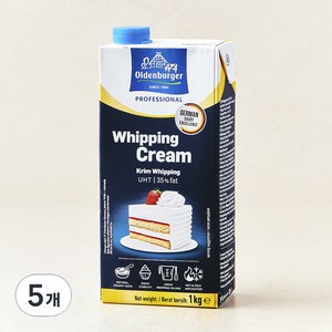 올덴버거 휘핑크림, 1L, 5개