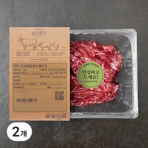 설성목장 무항생제 인증 한우 정육 1등급 불고기용 (냉장), 300g, 2개