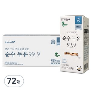 바디랩 순수 두유 99.9, 190ml, 72개