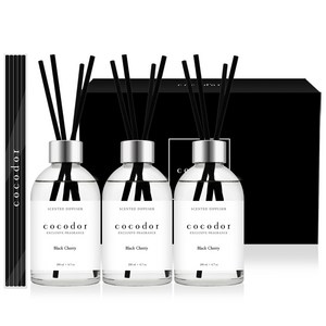 코코도르 화이트라벨 디퓨저 200ml x 3개 + 리드스틱 20p, 블랙체리, 1세트