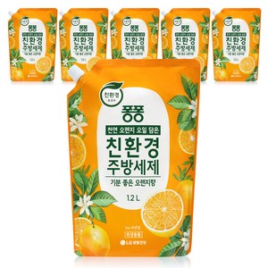 퐁퐁 천연 오렌지 오일 담은 주방세제 리필, 6개, 1.2L