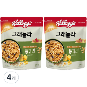 켈로그 통귀리 그래놀라 시리얼, 500g, 4개