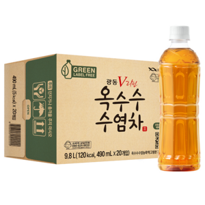 광동 V라인 옥수수 수염차 무라벨, 490ml, 20개